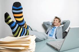 Taking a break, putting feet up